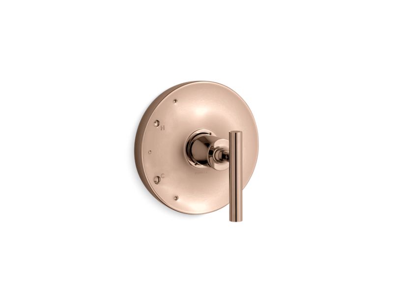 KOHLER K-TS14423-4-RGD Purist Rite-Temp Valve Trim With Lever Handle In Vibrant Rose Gold