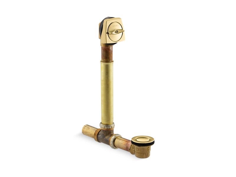 KOHLER K-7161-AF-PB Vibrant Polished Brass Clearflo 1-1/2" adjustable pop-up drain with above- or through-the-floor installations for 17"-24" deep baths