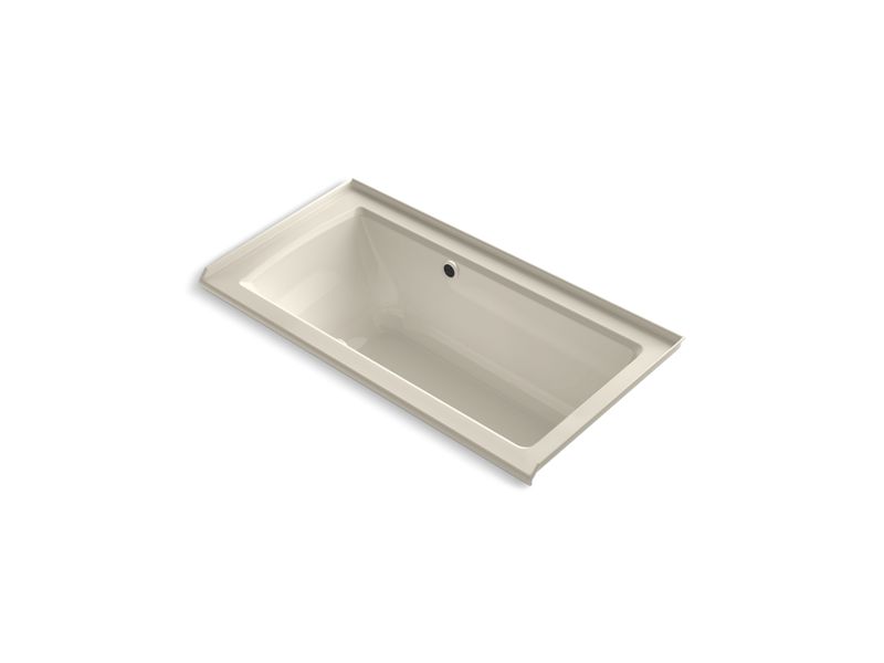 KOHLER K-1947-GHRW-47 Almond Archer 60" x 30" alcove Heated BubbleMassage air bath with Bask heated surface and right-hand drain