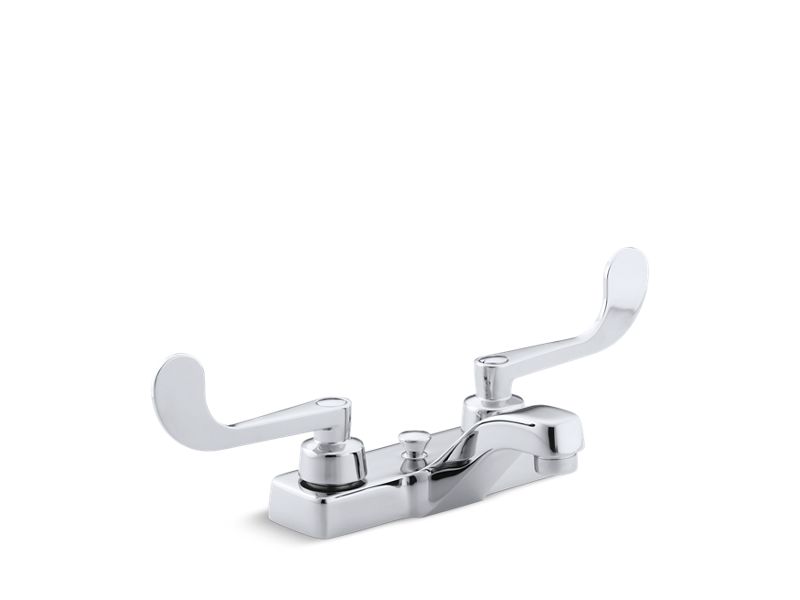 KOHLER K-7401-5A-CP Triton Centerset commercial bathroom sink faucet with pop-up drain and wristblade lever handles
