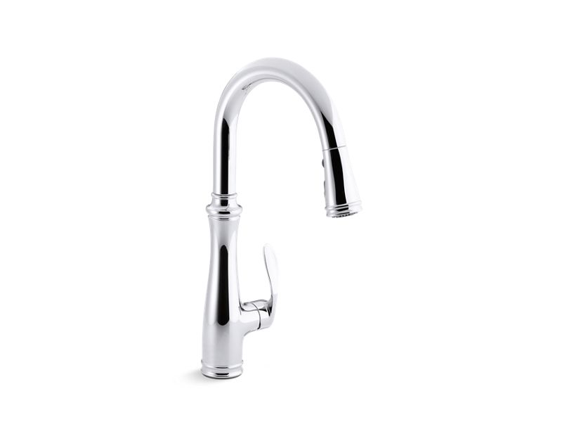 KOHLER K-560-CP Polished Chrome Bellera Pull-down kitchen sink faucet with three-function sprayhead