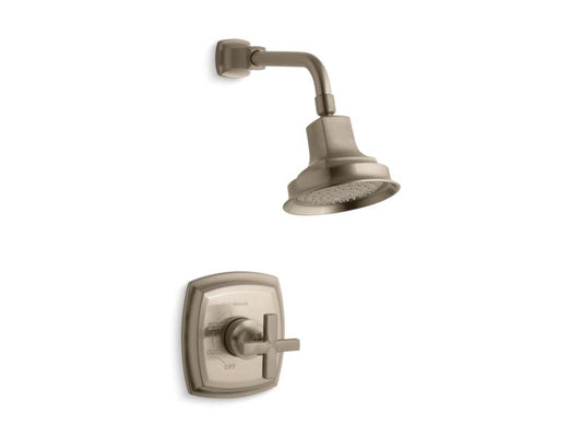 KOHLER K-TS16234-3-BV Margaux Rite-Temp shower valve trim with cross handle and 2.5 gpm showerhead