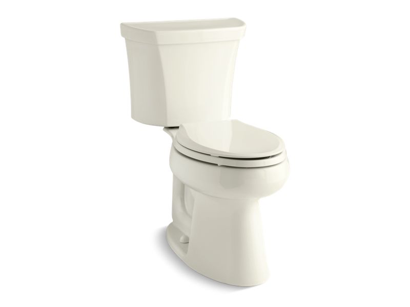 KOHLER K-3999-RZ-96 Biscuit Highline Two-piece elongated 1.28 gpf chair height toilet with right-hand trip lever, tank cover locks, and insulated tank