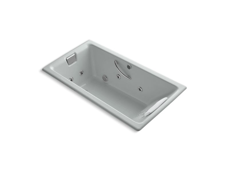KOHLER K-856-M-95 Ice Grey Tea-for-Two 66" x 36" drop-in whirlpool bath with Massage Package