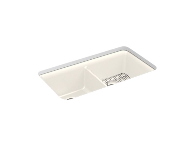 KOHLER K-8199-CM5 Cairn 33-1/2" x 18-5/16" x 10-1/8" Neoroc undermount double-equal kitchen sink with rack