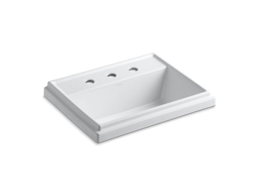 KOHLER K-2991-8-0 White Tresham Rectangle Drop-in bathroom sink with 8" widespread faucet holes