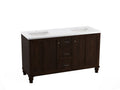 KOHLER K-CM99524-BD1-1WB Damask 60" Bathroom Vanity Cabinet With Sinks And Quartz Top In Claret Suede