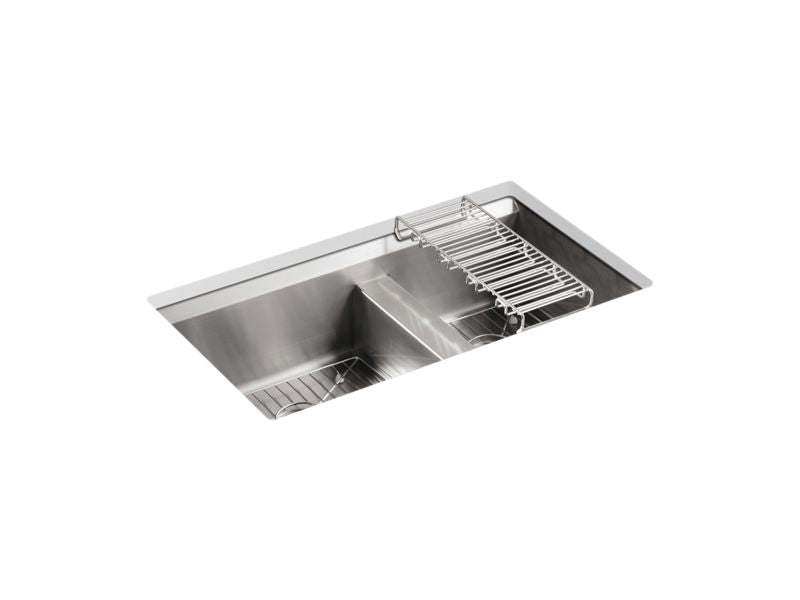 KOHLER K-3672-NA 8 Degree 33" x 18" x 10-3/16" Undermount double-bowl large/medium kitchen sink