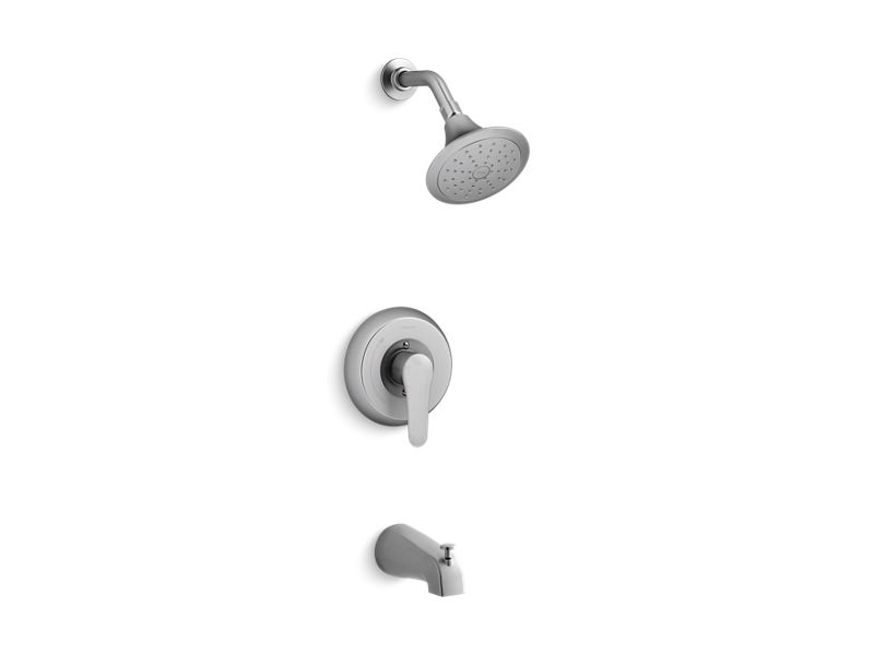 KOHLER K-TS98006-4-G July Rite-Temp bath and shower valve trim with lever handle, slip-fit spout and 2.0 gpm showerhead