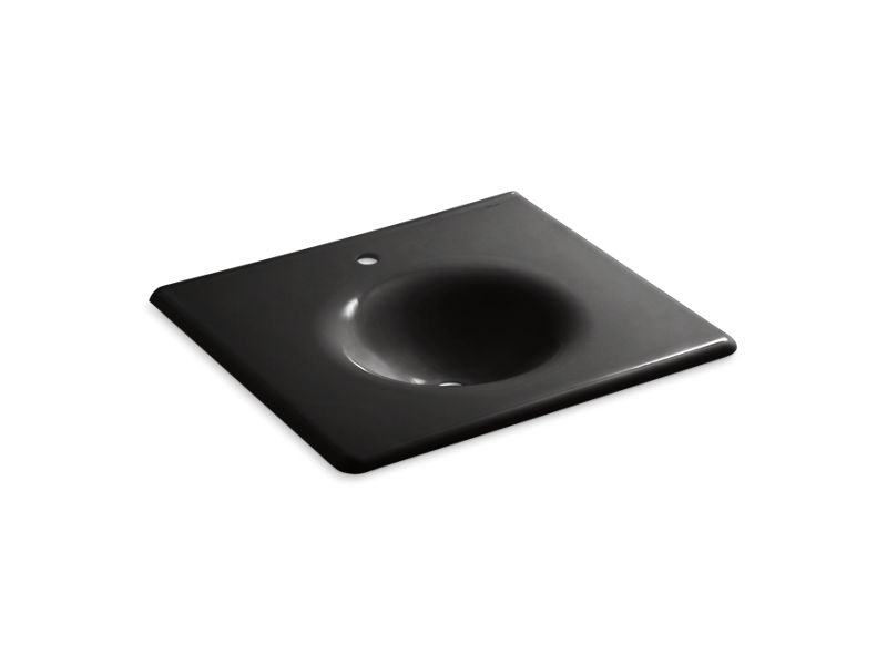 KOHLER K-3048-1-7 Black Black Iron/Impressions 25" Enameled cast iron vanity top with integrated round sink