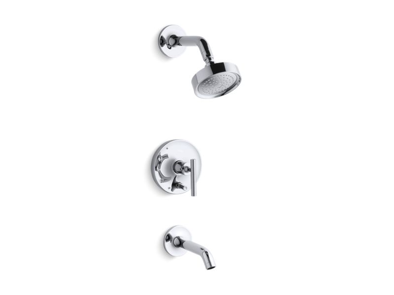 KOHLER K-T14420-4E-CP Purist Rite-Temp bath and shower trim with lever handle and 2.0 gpm showerhead
