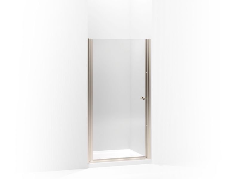 KOHLER K-702414-L-ABV Anodized Brushed Bronze Fluence Pivot shower door, 65-1/2" H x 37-1/2 - 39" W, with 1/4" thick Crystal Clear glass