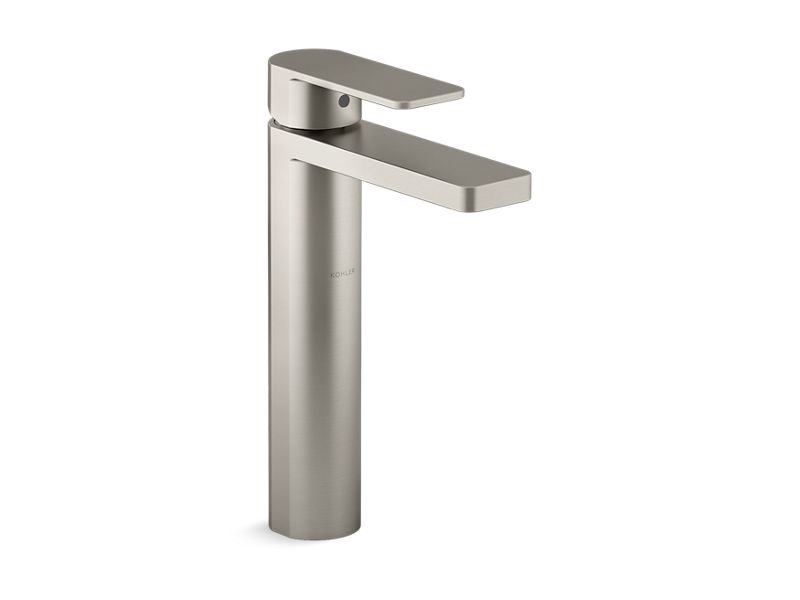 KOHLER K-23475-4-BN Vibrant Brushed Nickel Parallel Tall single-handle bathroom sink faucet, 1.2 gpm