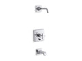 KOHLER K-T13133-3BL-CP Pinstripe Rite-Temp(R) bath and shower trim set with push-button diverter and cross handle, less showerhead