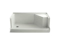 KOHLER K-9489-NY Memoirs 60" x 36" single threshold left-hand drain shower base with integral seat at right