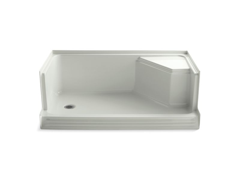 KOHLER K-9489-NY Memoirs 60" x 36" single threshold left-hand drain shower base with integral seat at right