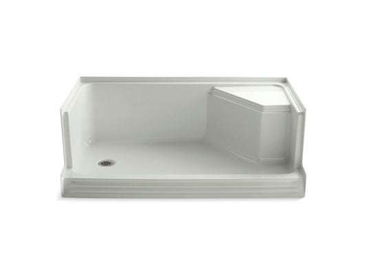 KOHLER K-9489-NY Memoirs 60" x 36" single threshold left-hand drain shower base with integral seat at right