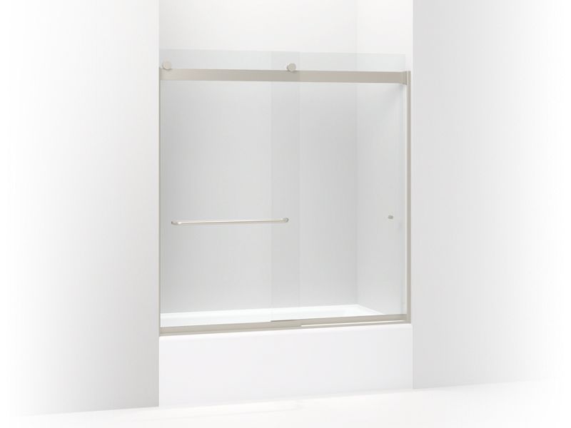 KOHLER K-706166-L-NX Levity Sliding bath door, 62" H x 56-5/8 - 59-5/8" W, with 5/16" thick Crystal Clear glass