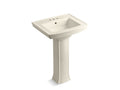 KOHLER Archer K-2359-4-47 Almond 24" rectangular pedestal bathroom sink