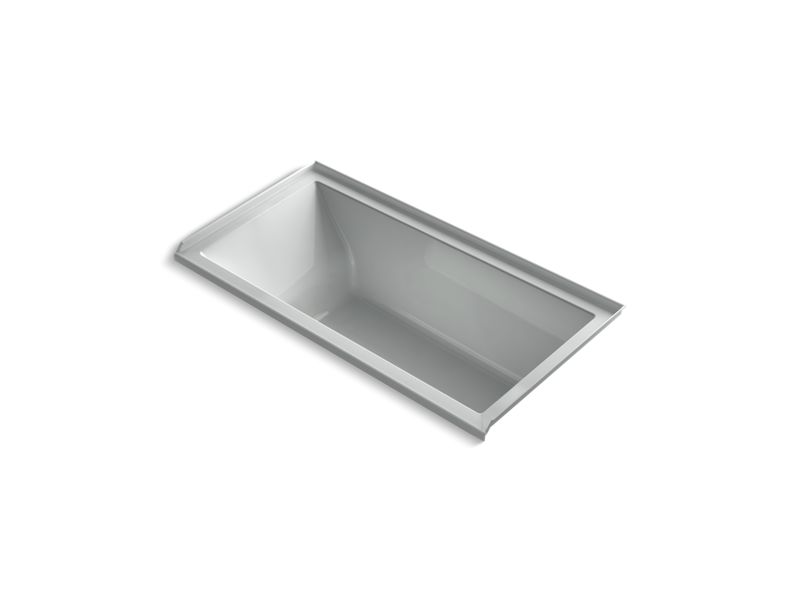 KOHLER K-1121-RW-95 Ice Grey Underscore 60" x 30" alcove bath with Bask heated surface, integral flange and right-hand drain