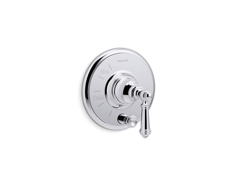 KOHLER K-T72768-4-CP Polished Chrome Artifacts Rite-Temp pressure-balancing valve trim with push-button diverter and lever handle