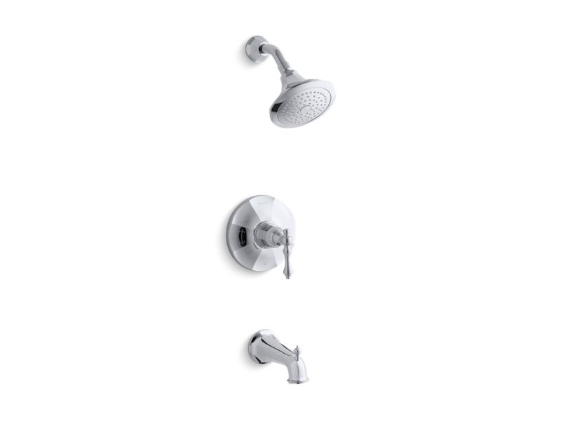 KOHLER K-TS13492-4-CP Kelston Rite-Temp(R) bath and shower valve trim with lever handle, spout and 2.5 gpm showerhead