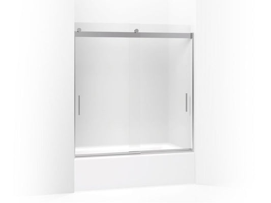 KOHLER K-706000-D3-SH Bright Silver Levity Sliding bath door, 62" H x 56-5/8 - 59-5/8" W, with 1/4" thick Frosted glass