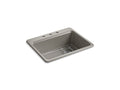 KOHLER K-8668-3A1-K4 Riverby 27" x 22" x 9-5/8" top-mount single-bowl kitchen sink with bottom sink rack and 3 faucet holes