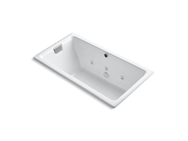 KOHLER K-856-JHN-0 White Tea-for-Two 66" x 36" drop-in/undermount whirlpool bath with end drain