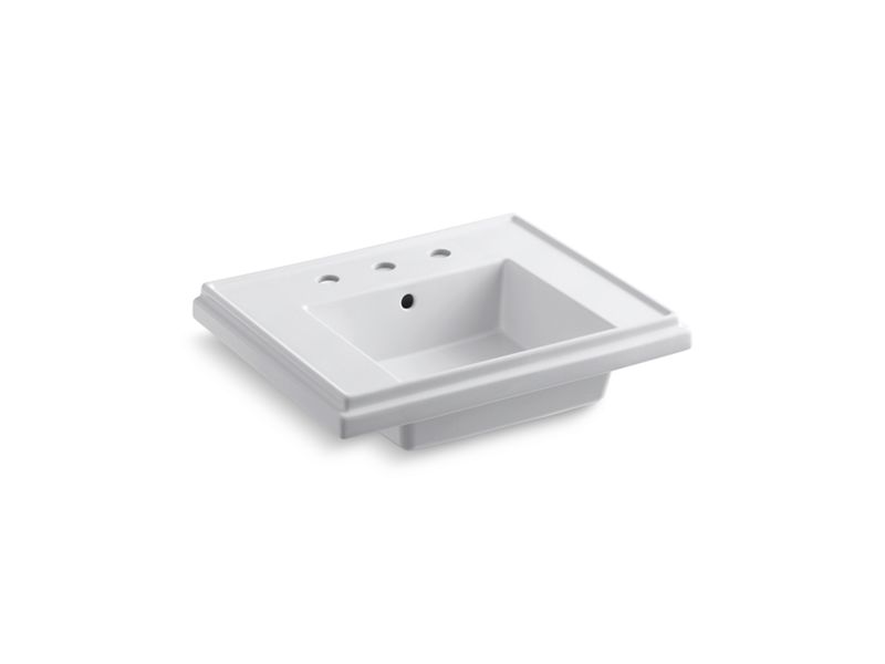 KOHLER K-R2757-8-0 White Tresham 24" pedestal bathroom sink basin with 8" widespread faucet holes