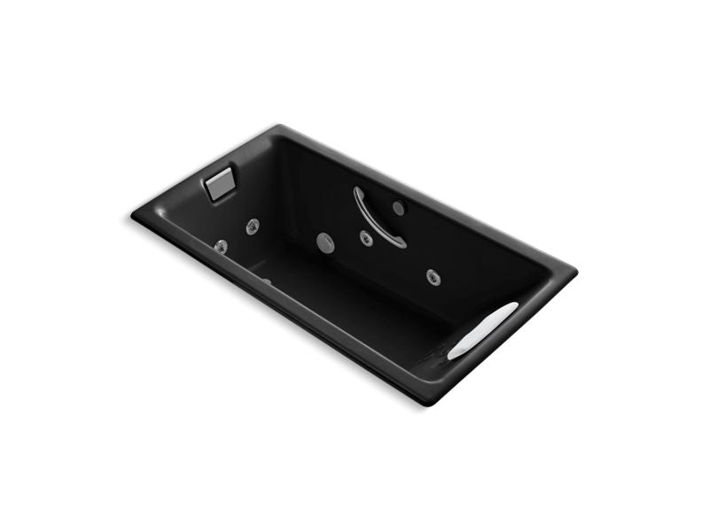 KOHLER K-856-M-7 Black Black Tea-for-Two 66" x 36" drop-in whirlpool bath with Massage Package