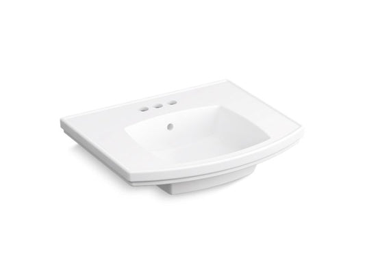 KOHLER K-24051-4-0 White Kelston Pedestal bathroom sink with 4" centerset faucet holes