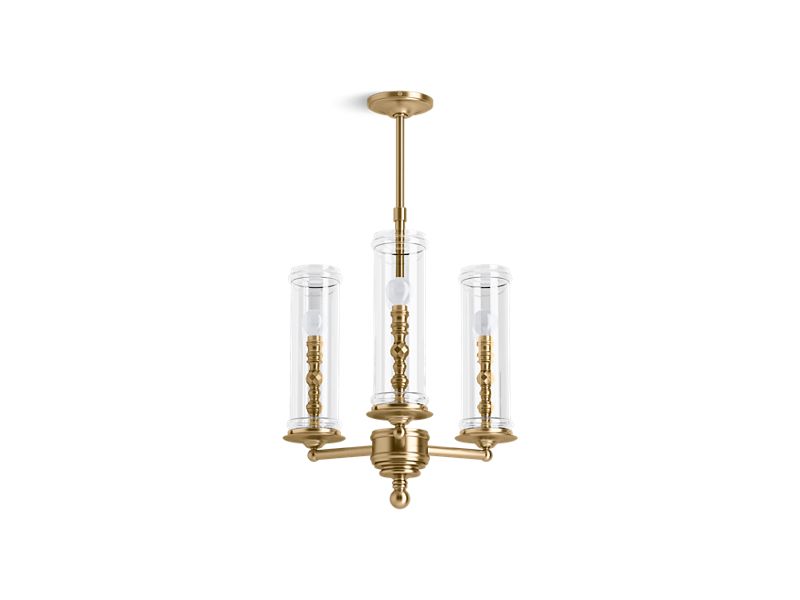 KOHLER K-23342-CH03-BGL Moderne Brushed Gold Damask Three-light chandelier