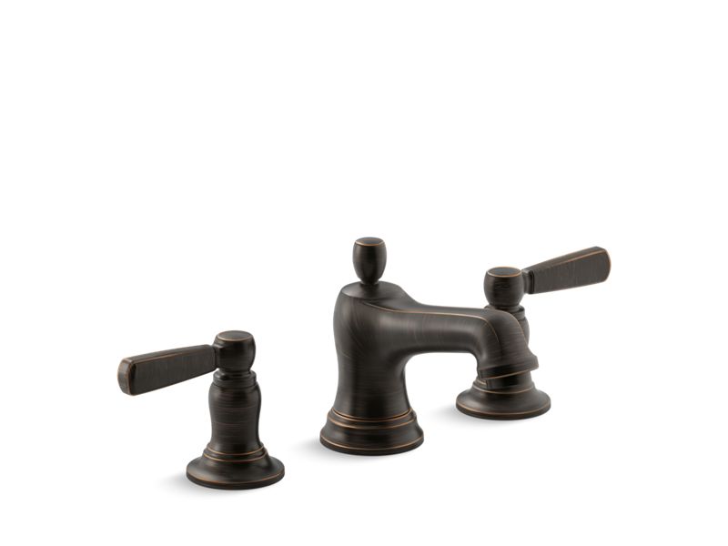 KOHLER K-10577-4-2BZ Oil-Rubbed Bronze Bancroft Widespread bathroom sink faucet with metal lever handles