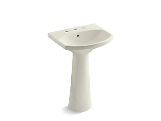 KOHLER K-2362-8-96 Biscuit Cimarron Pedestal bathroom sink with 8" widespread faucet holes