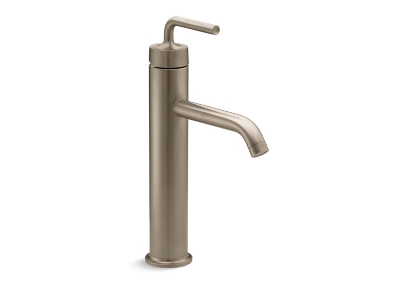 KOHLER K-14404-4A-BV Vibrant Brushed Bronze Purist Tall single-handle bathroom sink faucet with lever handle, 1.2 gpm