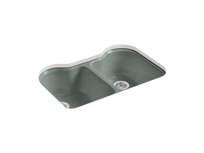KOHLER K-5818-5U-FT Hartland 33" x 22" x 9-5/8" Undermount double-equal kitchen sink with 5 faucet holes