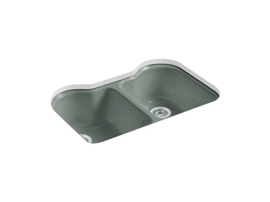 KOHLER K-5818-5U-FT Hartland 33" x 22" x 9-5/8" Undermount double-equal kitchen sink with 5 faucet holes
