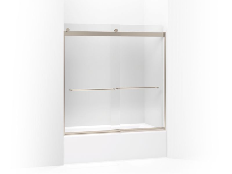 KOHLER K-706005-L-ABV Levity Sliding bath door, 59-3/4" H x 54 - 57" W, with 1/4" thick Crystal Clear glass