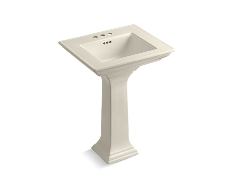 KOHLER Memoirs Stately K-2344-4-47 Almond Stately 24-1/2" rectangular pedestal bathroom sink