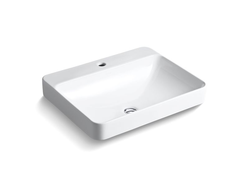 KOHLER K-2660LM-1-0 White Vox Rectangle vessel bathroom sink with single faucet hole