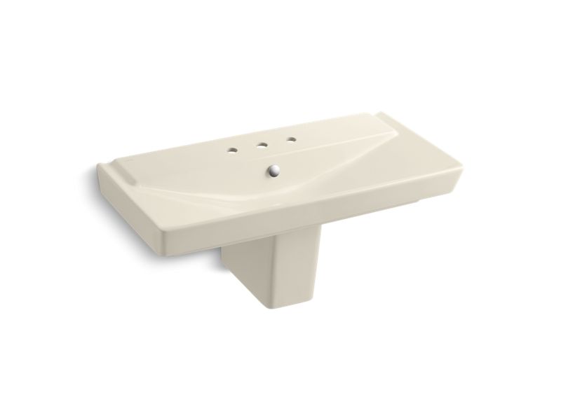 KOHLER K-5148-8-47 Rêve 39" semi-pedestal bathroom sink with 8" widespread faucet holes