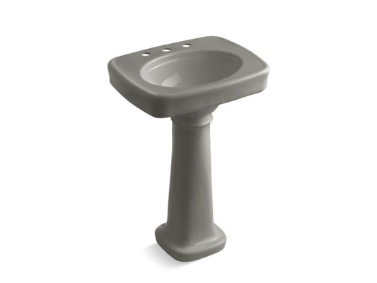 KOHLER K-2338-8-K4 Bancroft 24" pedestal bathroom sink with 8" widespread faucet holes