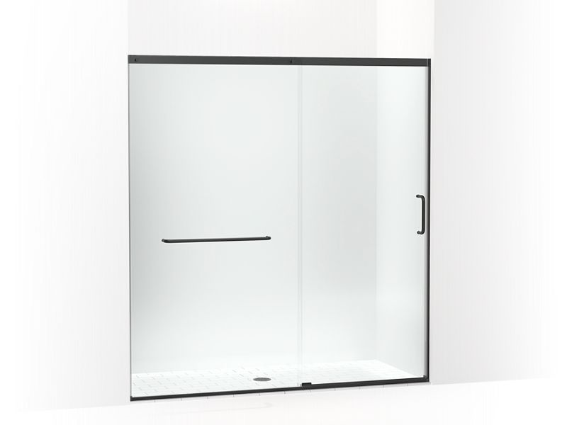 KOHLER K-707617-8L-BL Matte Black Elate Tall Sliding shower door, 75-1/2" H x 68-1/4 - 71-5/8" W, with heavy 5/16" thick Crystal Clear glass