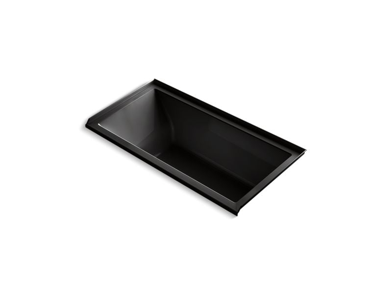 KOHLER K-1167-VBRW-7 Black Black Underscore 60" x 30" drop-in VibrAcoustic bath with Bask heated surface, integral flange, and right-hand drain