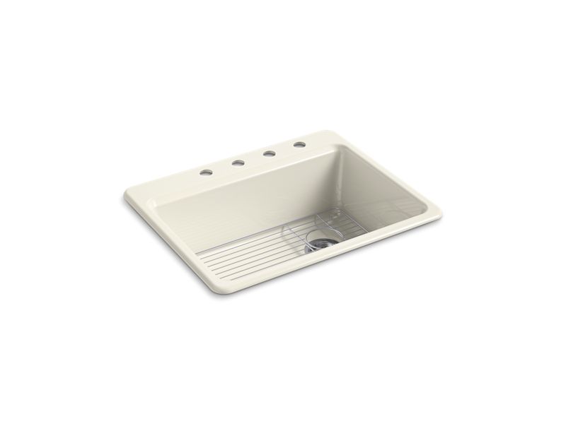 KOHLER K-8668-4A1-96 Biscuit Riverby 27" top-mount single-bowl kitchen sink