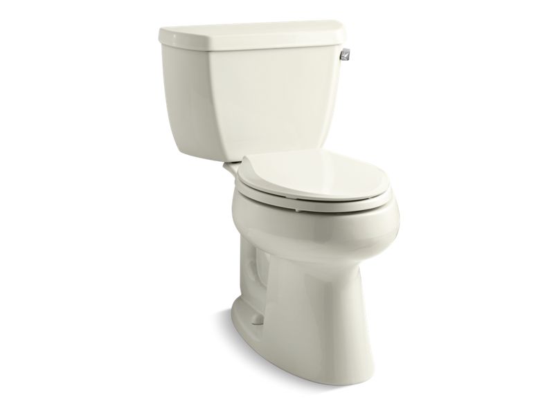 KOHLER K-3658-RA-96 Biscuit Highline Classic Two-piece elongated 1.28 gpf chair height toilet with right-hand trip lever