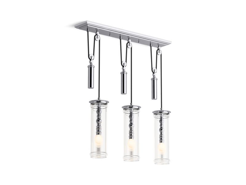 KOHLER K-23345-CH03-CPL Damask Three-light adjustable linear chandelier