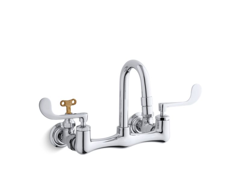 KOHLER K-7308-5A-CP Triton Shelf-back double wristblade lever handle sink faucet with loose-key stops