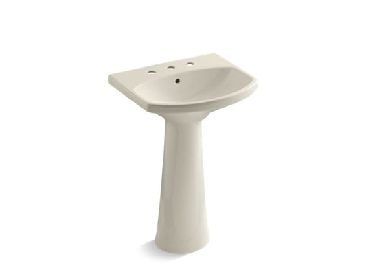 KOHLER K-2362-8-47 Almond Cimarron Pedestal bathroom sink with 8" widespread faucet holes